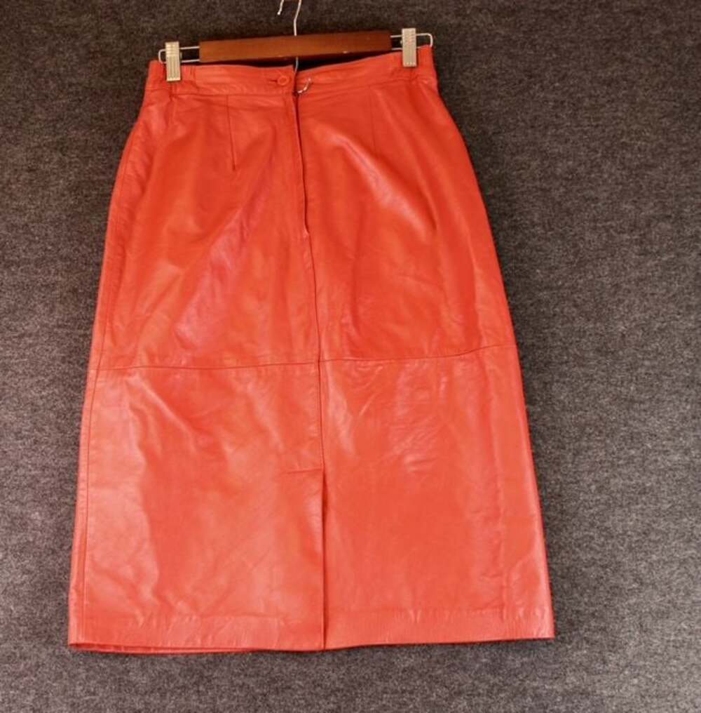 True Vintage SWITZER’s High-Waisted Red Leather Pencil Skirt